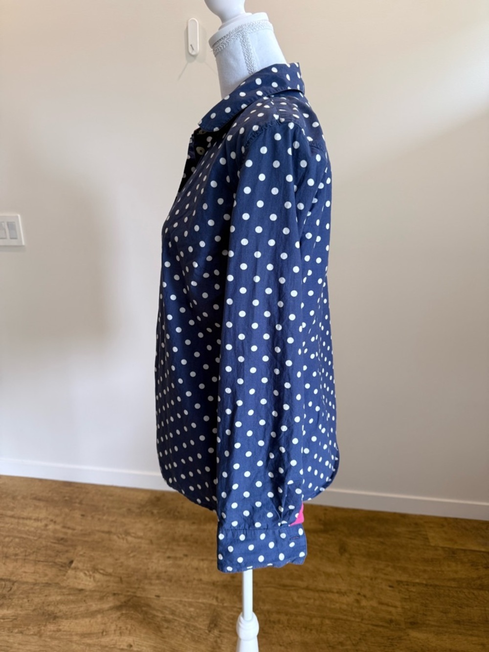 Boden Polka Dot Button Down Shirt size 12 Tailored Scandi Girl Business Casual - Picture 3 of 10